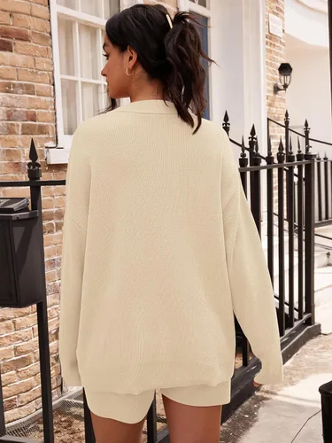 Vista 4 de LILLUSORY Conjunto de 2 piezas para mujer, conjunto de suéter y pantalones cortos de otoño 2023