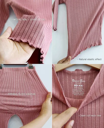 Vista 4 de VAENAIT BABY - Pijama unisex para niños y niñas de 6 meses a 12 años, pijama suave y cómoda de modal Tencel, ropa de dormir fruncida, conjunto de 24