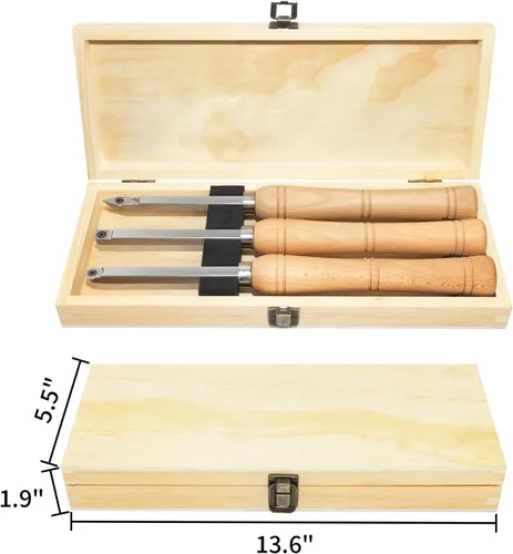 Vista 6 de 3CPS Herramientas de torno de carburo con punta de madera, juego de herramientas de torneado de madera en miniatura para torno (mango de haya)
