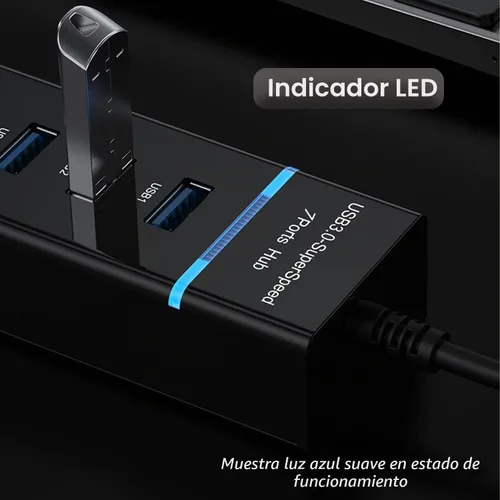 Vista 7 de Concentrador USB 3.0, vienon 7 puertos USB Data Hub Splitter para laptop, PC, MacBook, Mac Pro, Mac mini, iMac, Surface Pro y más dispositivos USB