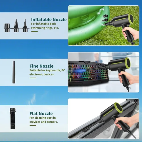 Vista 2 de DOROBEEN Soplador de aire eléctrico comprimido, portátil de 500 W 40000 rpm, potente plumero de aire con núcleo para limpieza electrónica de teclado