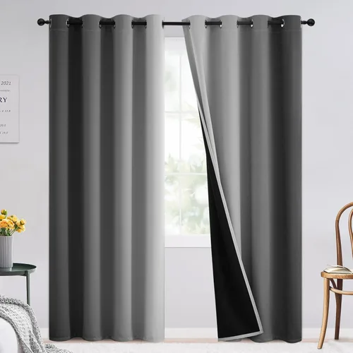 Vista 223 de SimpleHome Cortinas degradadas degradadas para oscurecer la habitación de 36 pulgadas de largo para dormitorio, con ojales y bloqueo de luz Negro