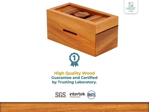 Vista 2 de BSIRI Canopic Chest Challenging Brain Teaser Rompecabezas de madera para la mente y uso como joyería de almacenamiento de dinero, rompecabezas 3D