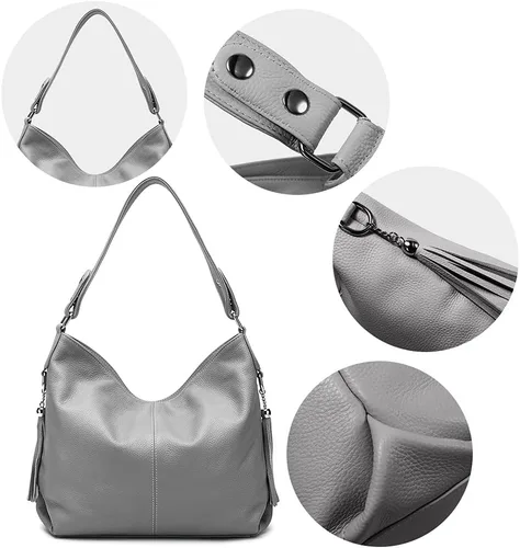 Vista 45 de Moda suave cuero genuino borla mujer bolso señoras hombro mensajero hobo bolso