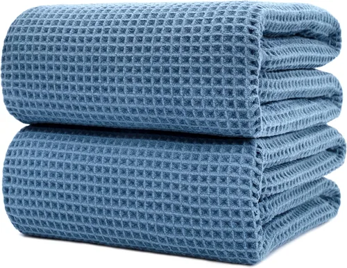 Vista 12 de POLYTE Sábanas de baño de microfibra de secado rápido de 430 GSM sin pelusas, 70 x 35 pulgadas, juego de 2 (tejido gofre)