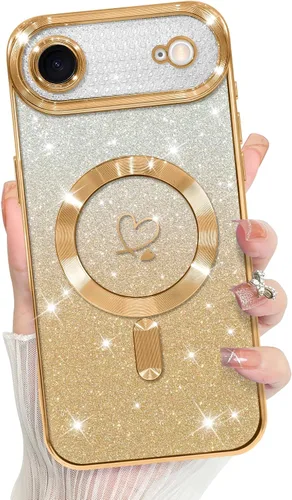Vista 166 de Bonoma Compatible with iPhone 17 Pro Max Case 2025 Heart Checkered -Gold A cuadros-oro