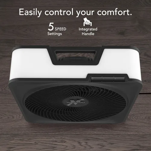 Vista 3 de Vornado Modelo 80 Ventilador Eléctrico de Caja de Alta Velocidad con Rejilla Removible, 5 Ajustes de Velocidad, Flujo de Aire Potente, Circulación