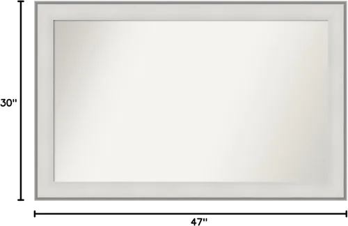 Vista 6 de Amanti Art Espejo de baño blanco para sobre el fregadero, 30 x 47 pulgadas, espejo de tocador rectangular blanco imperial, marco de madera Imperial