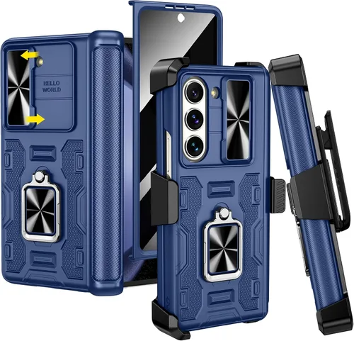 Vista 11 de VEGO - Funda para Galaxy Z Fold 4 con clip para cinturón y protector de pantalla 360°Ring Kickstand & Camera Cover, Hinge Protection Shockproof