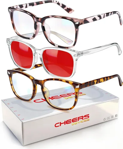 Vista 18 de Gafas de luz azul para niños, paquete de 3 unidades, marco flexible TR90 inastillable, lentes transparentes y rojas, gafas falsas para niños de 2 a