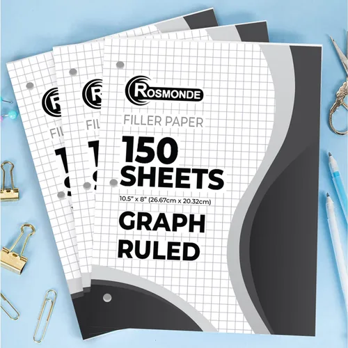 Vista 9 de Rosmonde Papel de hojas sueltas a granel, 3600 hojas, paquete de 24, hojas cuadriculadas, 8 x 10.5 pulgadas, 150 hojas/paquete, 3 perforaciones