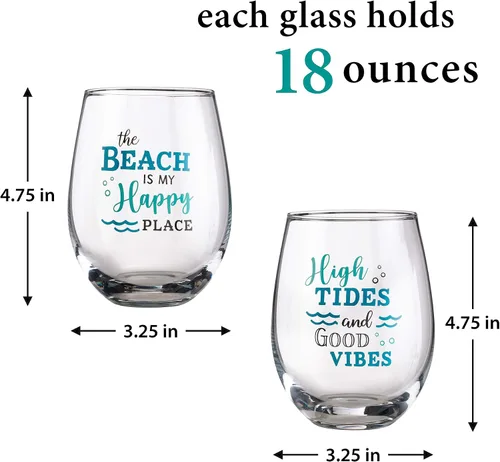 Vista 2 de Lillian Rose Beach Life - Juego de copas de vino, 4.75", transparente (Modelo: G142 TB)