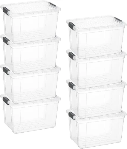 Vista 19 de Superio Contenedor de plástico transparente de 7.4 cuartos con tapa, no tóxico, sin BPA, sin olor, caja de almacenamiento organizadora, recipiente