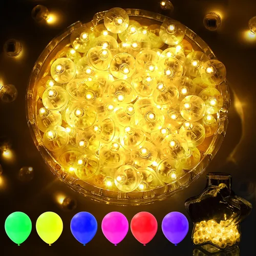 Vista 13 de AIKEI 50 globos de luz LED, mini bolas de luz, tiempo de espera prolongado, impermeable, luz LED para farol de papel, Pascua, Halloween, Navidad