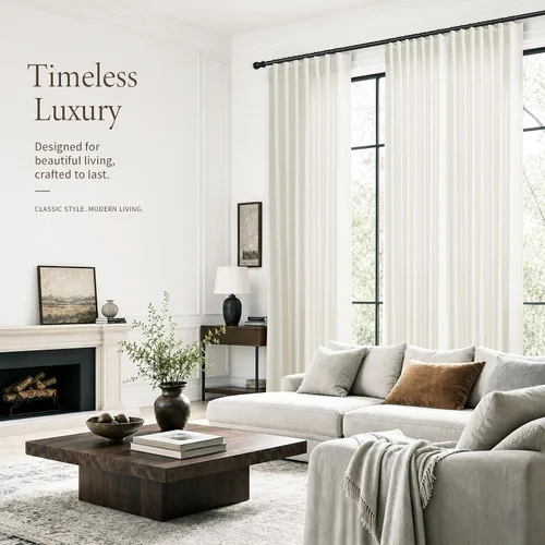 Vista 3 de Jowels Natural Linen Curtains 96 Inches Long 2 Panels for Living Room