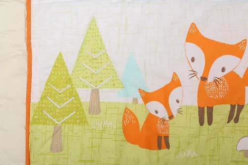 Vista 4 de Juego de ropa de cama de 3 piezas de algodón naranja Fox Nursery Crib Set Unisex Animal Theme Baby Bedding Set