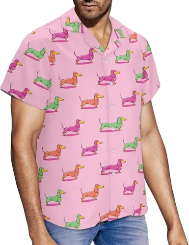 Vista 4 de Camisa hawaiana divertida de manga corta con botones y ajuste regular para hombre