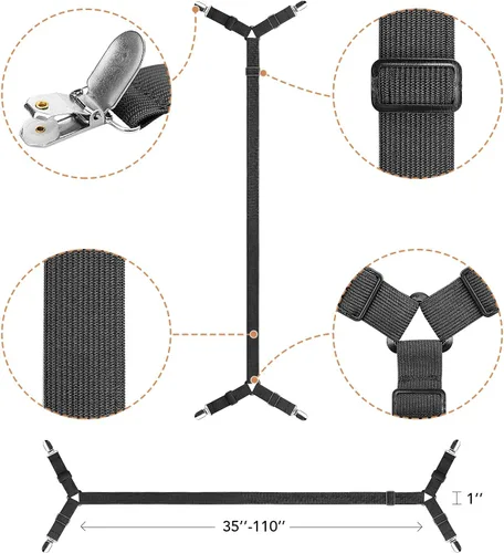 Vista 2 de ZHOUBIN Correas de soporte de sábanas, correas elásticas ajustables entrecruzadas, correas de sujeción para todas las sábanas, fundas de colchón