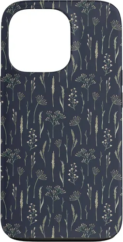 Vista 10 de Funda neutra Boho Dry Wildflower Meadow Botanical (azul marino) para iPhone 16
