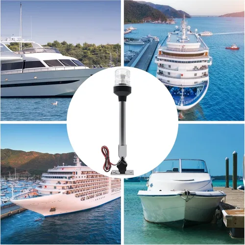 Vista 6 de Geloo Luces de navegación marinas de 12 pulgadas, prenda impermeable IP67 de la luz de popa del barco Luces de anclaje, luces marinas LED blancas