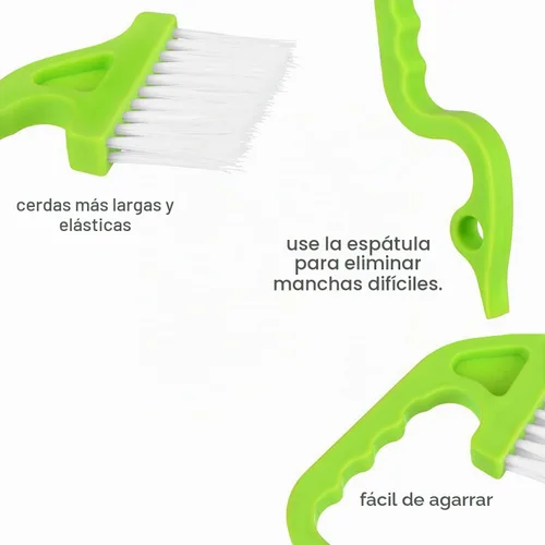 Vista 4 de Juego de 2 cepillos para limpiar el marco de la ventana, Rienar-148, Verde