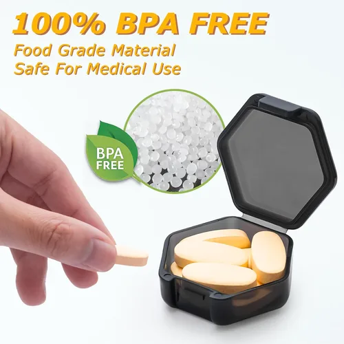 Vista 4 de Pastillero pequeño, 7 paquetes de pastilleros de viaje, mini organizador portátil sin BPA para bolsa de bolsillo, recipiente de vitaminas