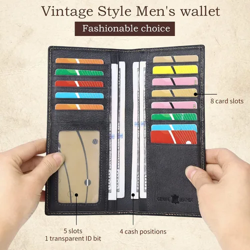 Vista 5 de Tidoneam Cartera larga para hombre con bandera de Estados Unidos, billetera de cuero plegable para hombre, regalos para hombres