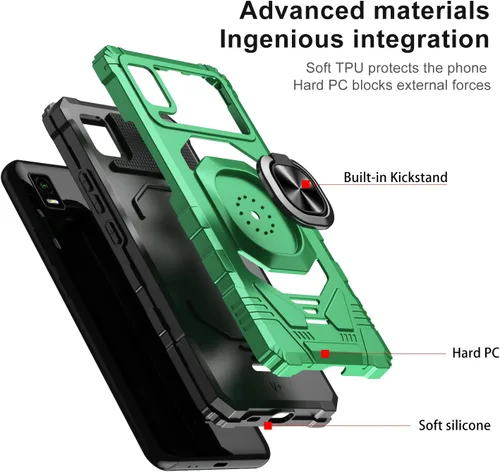 Vista 7 de Compatible con Cricket Debut Smart Case (2022) con protector de pantalla de vidrio templado, protector de cuerpo completo [grado militar], soporte