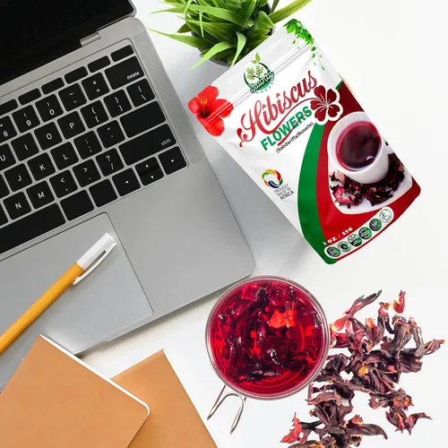 Vista 4 de Jaunty's Hibiscus Flower - Té de hierbas orgánicas sueltas de 3.00 oz, pétalos enteros, sin OMG, sin cafeína, rica experiencia, relajación