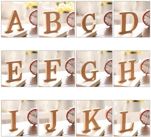Vista 7 de Letras de madera de la A a la Z independientes para colgar del alfabeto decorativo, regalo de boda, estantería de oficina en casa, decoración