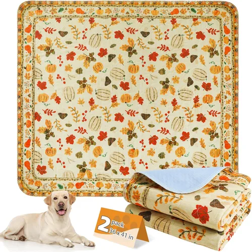 Vista 23 de KOOLTAIL Almohadillas lavables para orina para perros, paquete de 2 alfombrillas de Navidad para mascotas, almohadillas de entrenamiento
