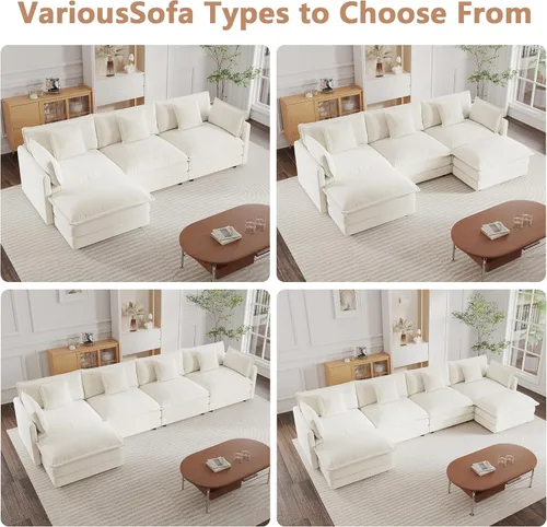 Vista 6 de mikibama - Sofá seccional modular, sofá en forma de L de 76.4 pulgadas para sala de estar, sofá cama cómodo tipo nube con otomano móvil, combinación