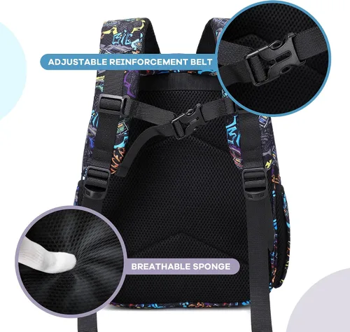 Vista 3 de abshoo Lindas mochilas ligeras para niños de 4 a 8 años de edad (coches negro)