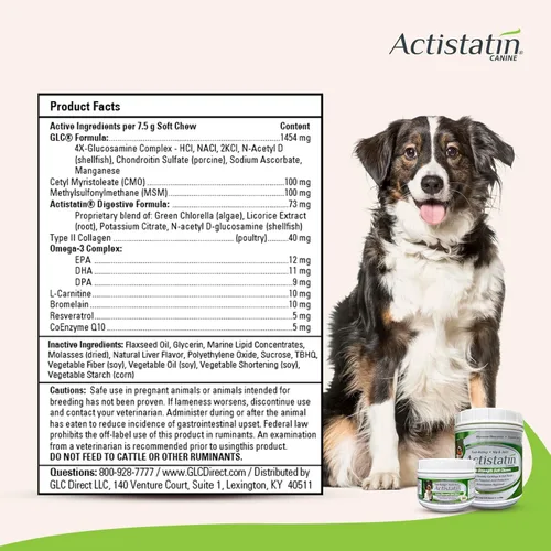 Vista 2 de Actistatin Masticables suaves caninos para perros grandes, 120 unidades – Articulación de fuerza extra patentada, cartílago, suplemento de tejido