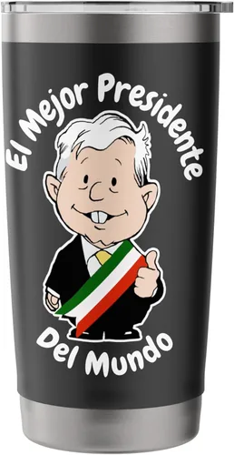 Vista 3 de AMLO El Mejor Presidente del Mundo Amlito - Vaso aislado de acero inoxidable mexicano