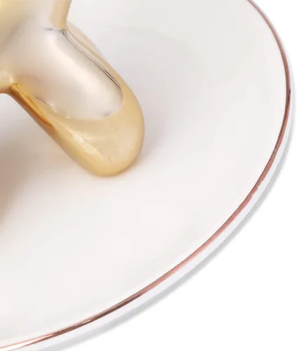 Vista 6 de Soporte de cartón dorado para anillos de perro, bandeja de joyería, collar, pulsera, organizador de cerámica, regalo de cumpleaños para novia, tía