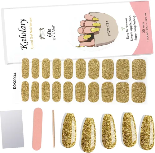 Vista 8 de Kalolary - 20 tiras de esmalte de uñas de gel, color ámbar, autoadhesivas, calcomanías de uñas de gel, impermeables, suministros de decoración