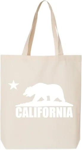 Vista 11 de shop4ever Cali White Bear Cotton Tote California Bolsa de compras reutilizable Eco