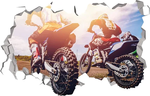 Vista 2 de Dirty Bike Cross Smash - Calcomanía de arte de pared roto de motocross, decoración de pared 3D, vinilo extraíble MR1155