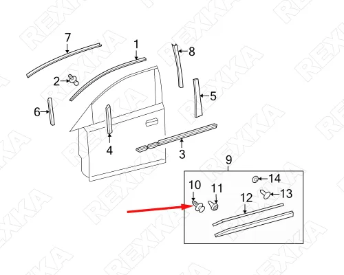 Vista 7 de Rexka Clips de panel de puerta de moldeo trasero para Toyota Pick-Up Pontiac Vibe 62955-20020 GM 94848834