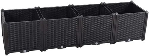 Vista 21 de BAOYOUNI - Juego de jardinera cuadrada para interiores o exteriores, maceta de plástico, caja de cultivo para verduras frescas, hierbas, flores