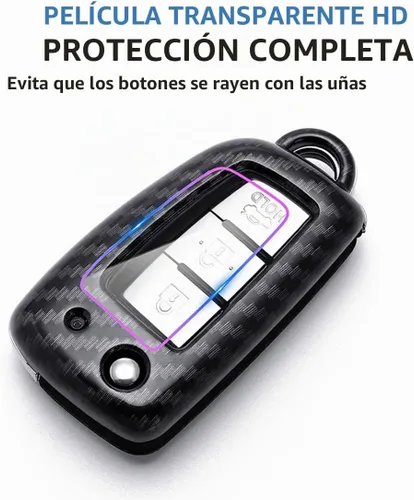 Vista 6 de ontto Funda para Llave de Automóvil Flip con Botón de Nissan, Carcasa de Llave de ABS para Rogue Rogue Select Negro carbón