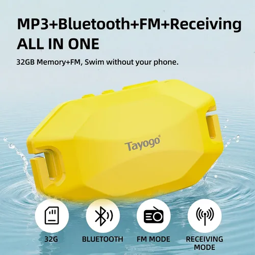 Vista 4 de Tayogo Rock PRO W24 - Auriculares de natación impermeables de conducción ósea para natación, reproductor MP3 4 en 1 de 32 GB, Bluetooth 5.4, radio
