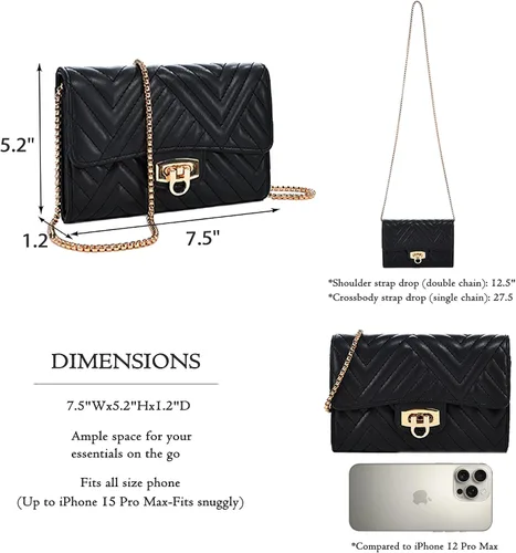 Vista 6 de Elegante bolso cruzado pequeño para mujer, bolso compacto para teléfono y cartera, ligero y perfecto para el trabajo, viajes o salidas casuales