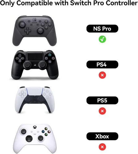 Vista 2 de GeekShare Funda protectora de silicona antideslizante para Nintendo Switch Pro Controller con 2 tapas de agarre para pulgar y 1 pegatina, color cian