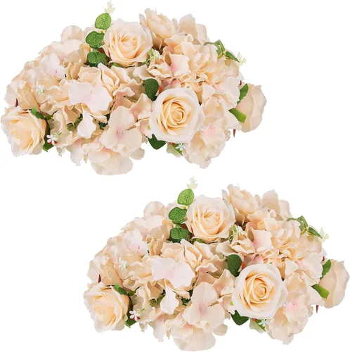 Vista 31 de NUPTIO Ramo de Arreglo de Bolas de Flores - 10 Piezas de 14.2 pulgadas de Diámetro Bolas de Flores Falsas Rosas Rosadas para Centros de Mesa
