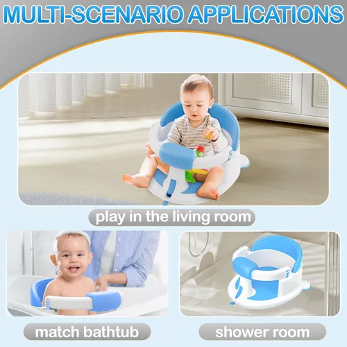 Vista 3 de Asiento de baño para bebés de 6 meses en adelante, asientos de baño antideslizantes para bebés sentados, asiento seguro para bebés y recién nacidos