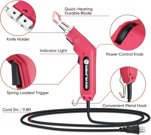Vista 6 de ROMECH Cortador de tela cortador de cuerda-Pro Electric Hot Knife+Piezas de repuesto (cuchilla R)