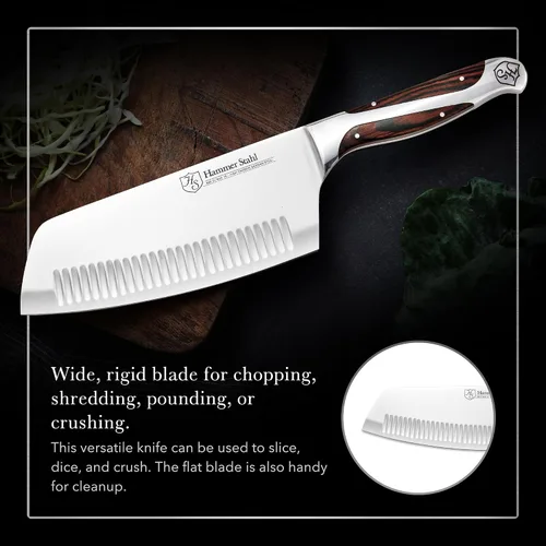 Vista 5 de Hammer Stahl Cuchilla de verduras de 7 pulgadas, cuchillo de cortar profesional, acero forjado alemán de alto carbono, mango ergonómico de madera