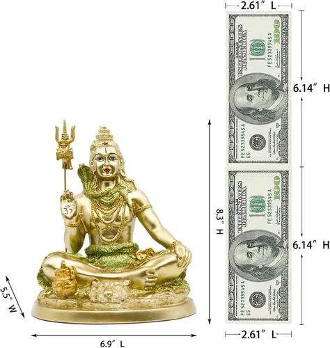 Vista 5 de alikiki Estatua hindú Dios Señor Shiva – Figura de ídolo indio Shiva Murti Casa Oficina Templo Mandir Diwali Pooja Artículos Yoga Meditación Sala